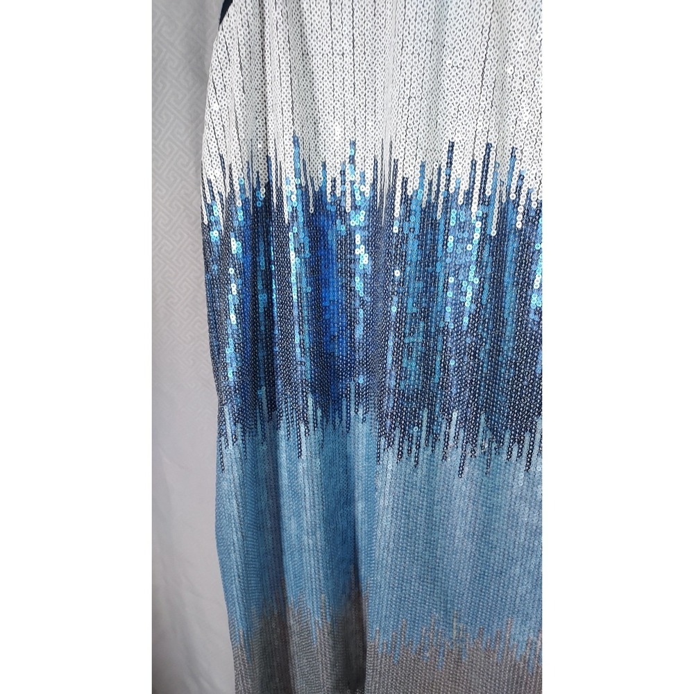Peter Nygard Tank Top Womens 3X Blue Silver Sequin Ombre Scoop Neck Sleeveless - Picture 2 of 7